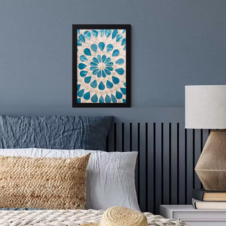Poster met lijst - Patroon - Mozaïek - Schelpen - Abstract - Turquoise — 4
