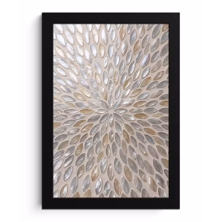 Poster met lijst - Patroon - Ovaal - Glanzend - Abstract - Beige — 1