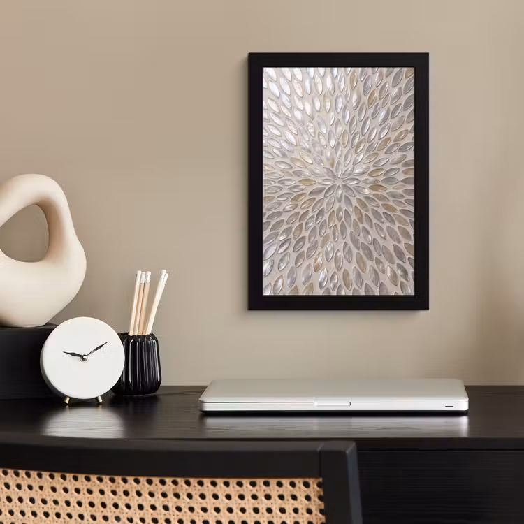Poster met lijst - Patroon - Ovaal - Glanzend - Abstract - Beige — 3