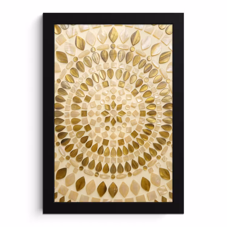 Poster met lijst - Patroon - Vormen - Mozaïek - Abstract - Goud — 1