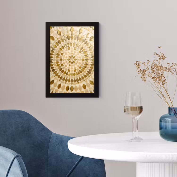 Poster met lijst - Patroon - Vormen - Mozaïek - Abstract - Goud — 2
