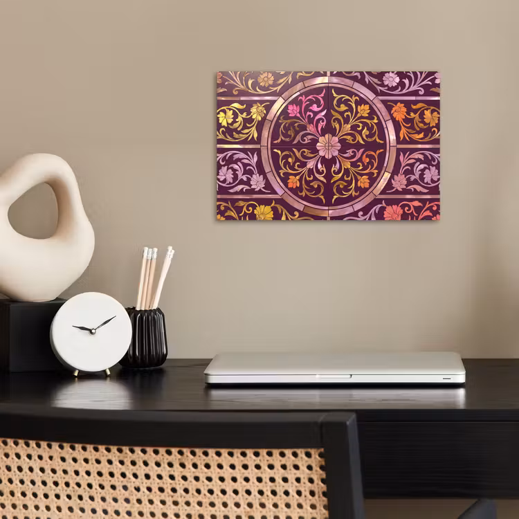 Poster - Patroon - Floraal - Oosters - Paars - Goud — 2