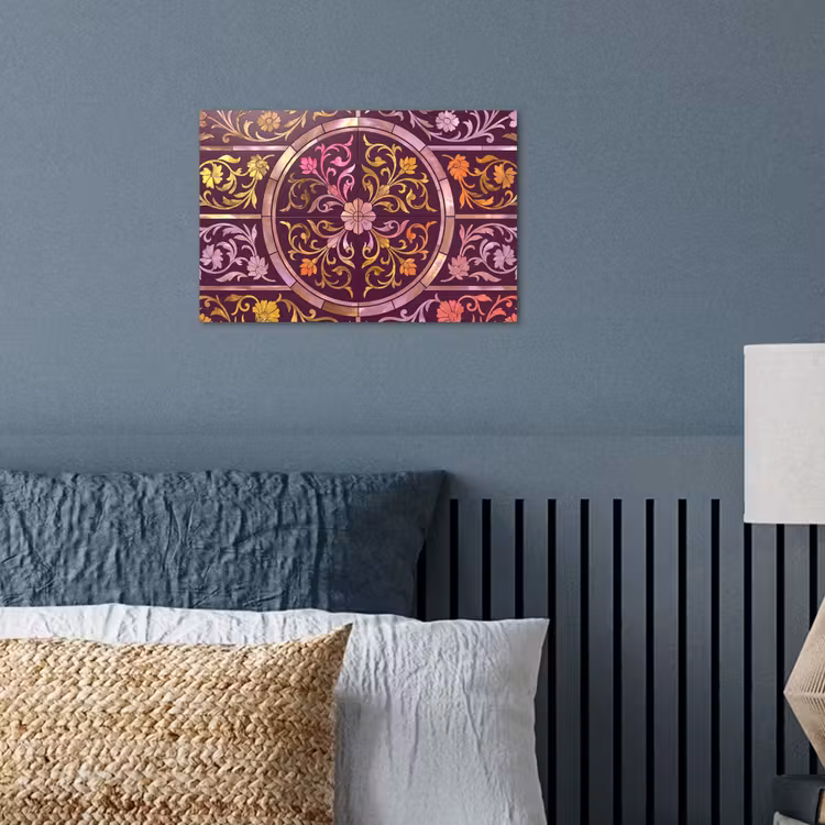 Poster - Patroon - Floraal - Oosters - Paars - Goud — 3