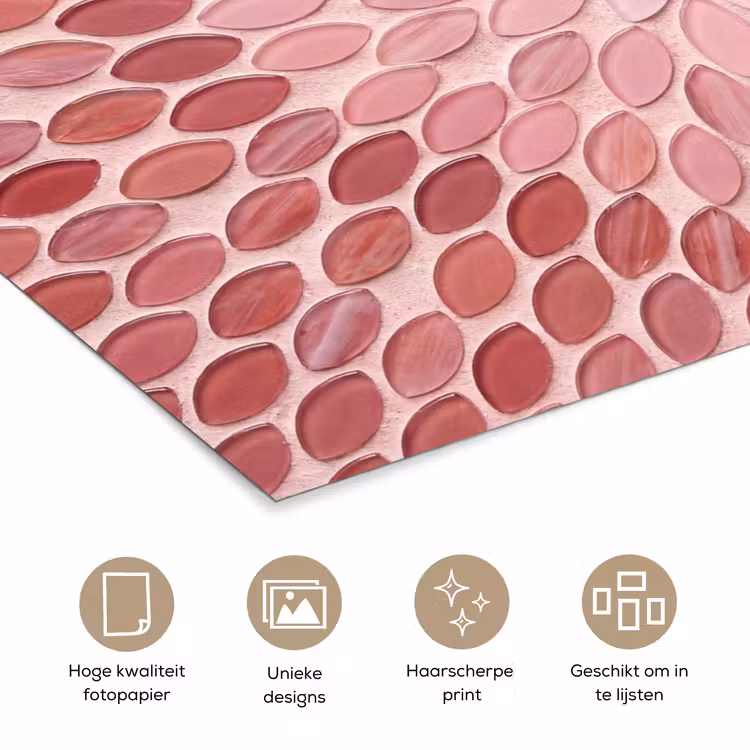 Poster - Patroon - Mozaïek - Ovaal - Abstract - Roze — 5