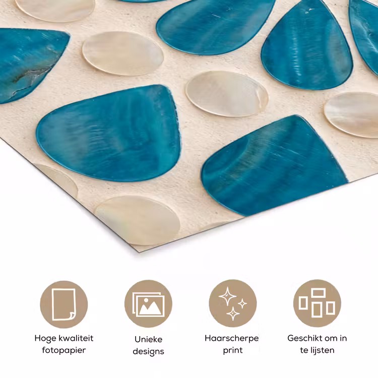 Poster - Patroon - Mozaïek - Schelpen - Abstract - Turquoise — 5