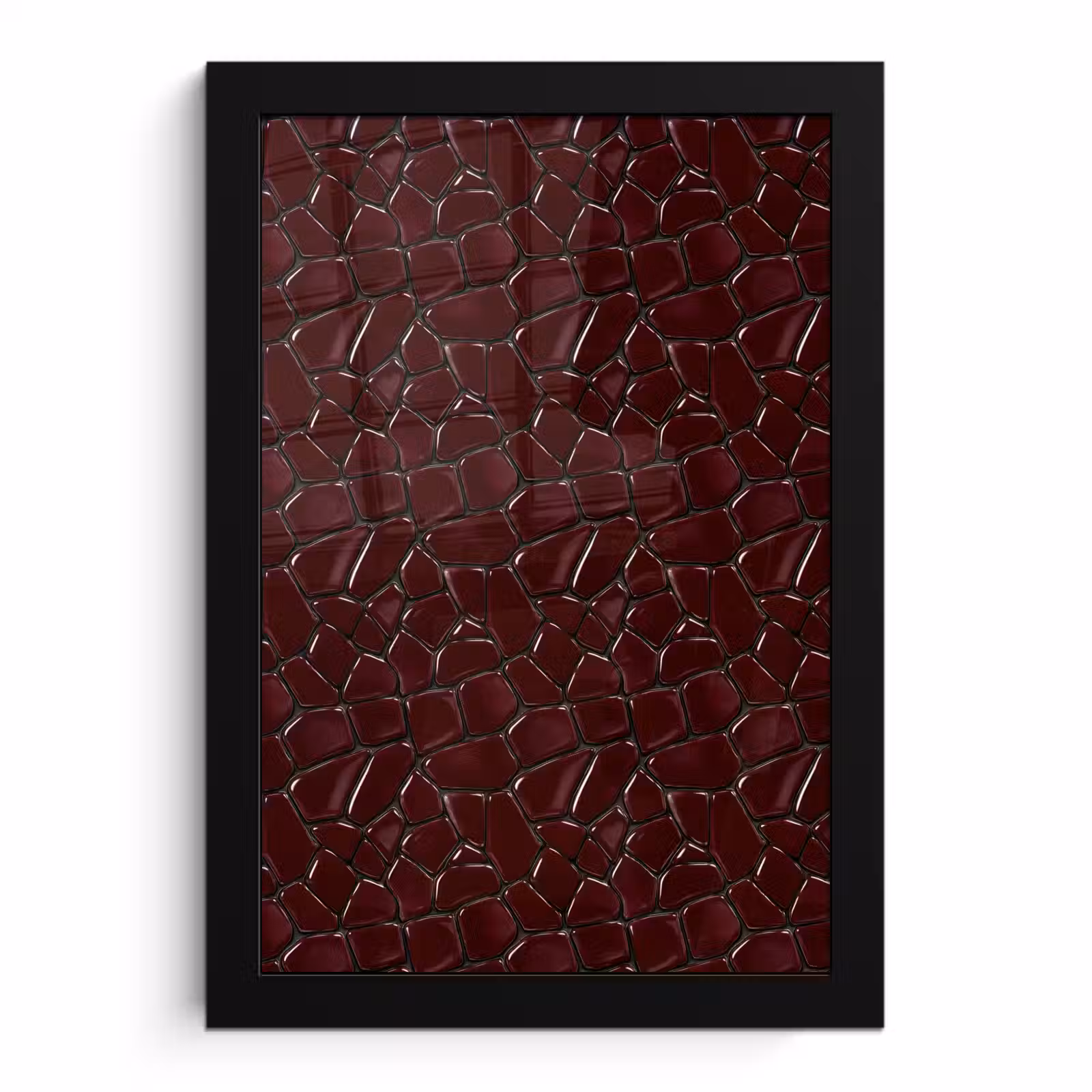 Poster met lijst - Mozaïek - Tegel - Bordeauxrood — 1