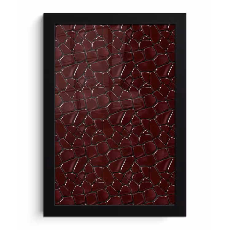 Poster met lijst - Mozaïek - Tegel - Bordeauxrood — 1