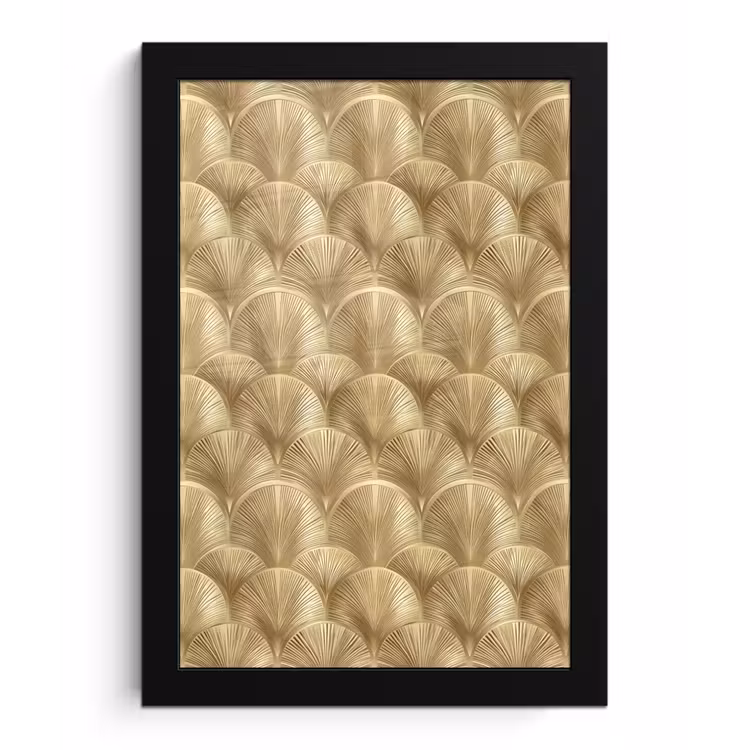 Poster met lijst - Patroon - Waaier - Goud — 1