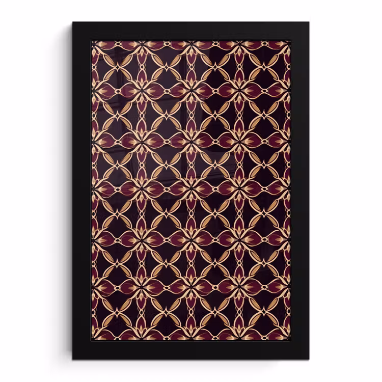 Poster met lijst - Symmetrisch - Tegel - Burgundy — 1