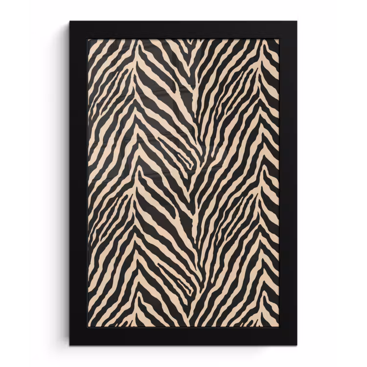 Poster met lijst - Zebra - Klassiek - Zwart — 1
