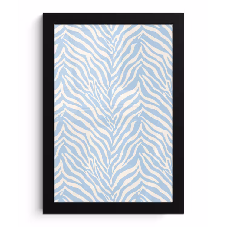 Poster met lijst - Zebra - Motief - Blauw - Wit — 1