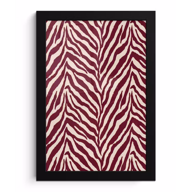 Poster met lijst - Zebra - Motief - Bordeaux - Rood — 1