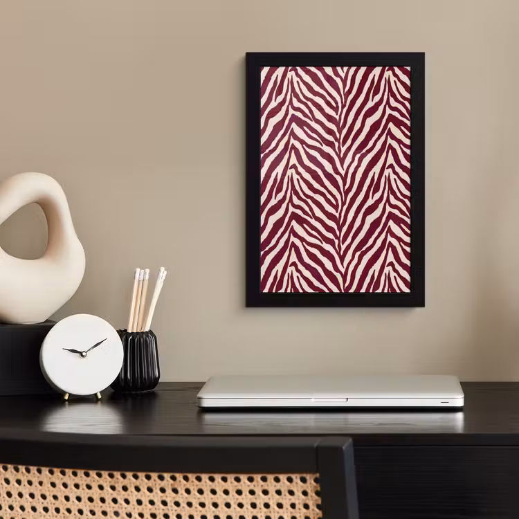 Poster met lijst - Zebra - Motief - Bordeaux - Rood — 3
