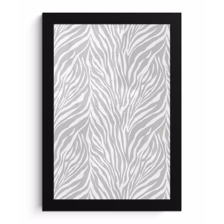 Poster met lijst - Zebra - Motief - Grijs — 1