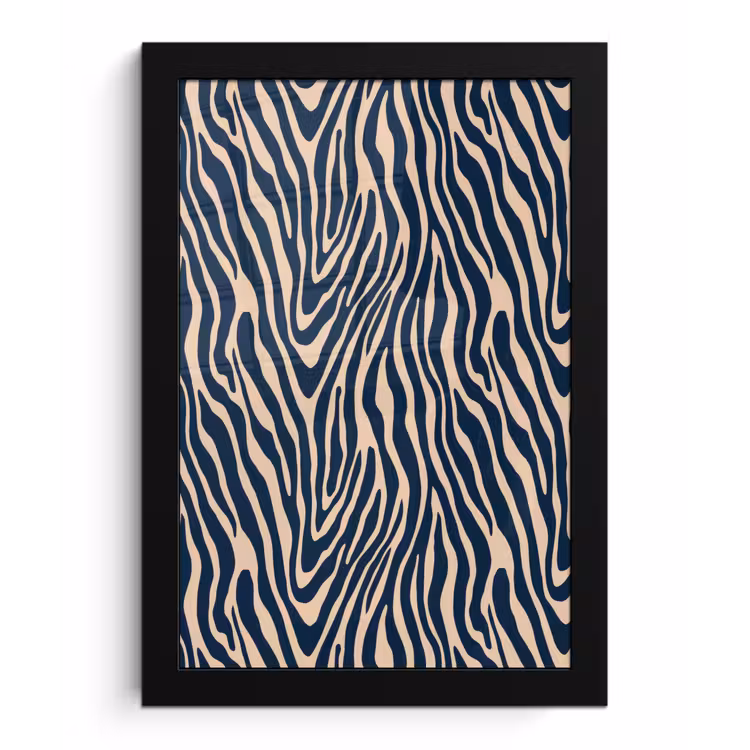 Poster met lijst - Zebra - Patroon - Blauw - Beige — 1