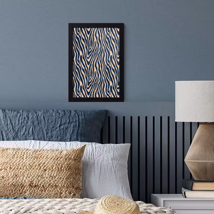 Poster met lijst - Zebra - Patroon - Blauw - Beige — 4