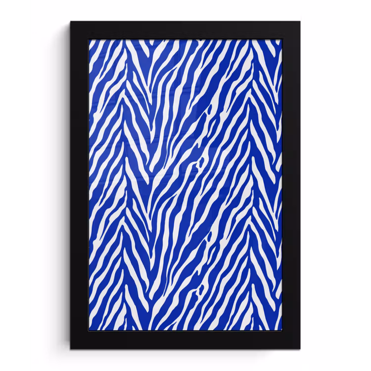 Poster met lijst - Zebra - Patroon - Kobalt - Blauw — 1