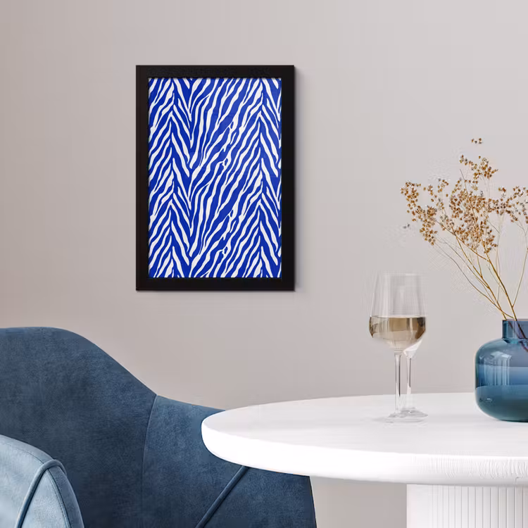 Poster met lijst - Zebra - Patroon - Kobalt - Blauw — 2