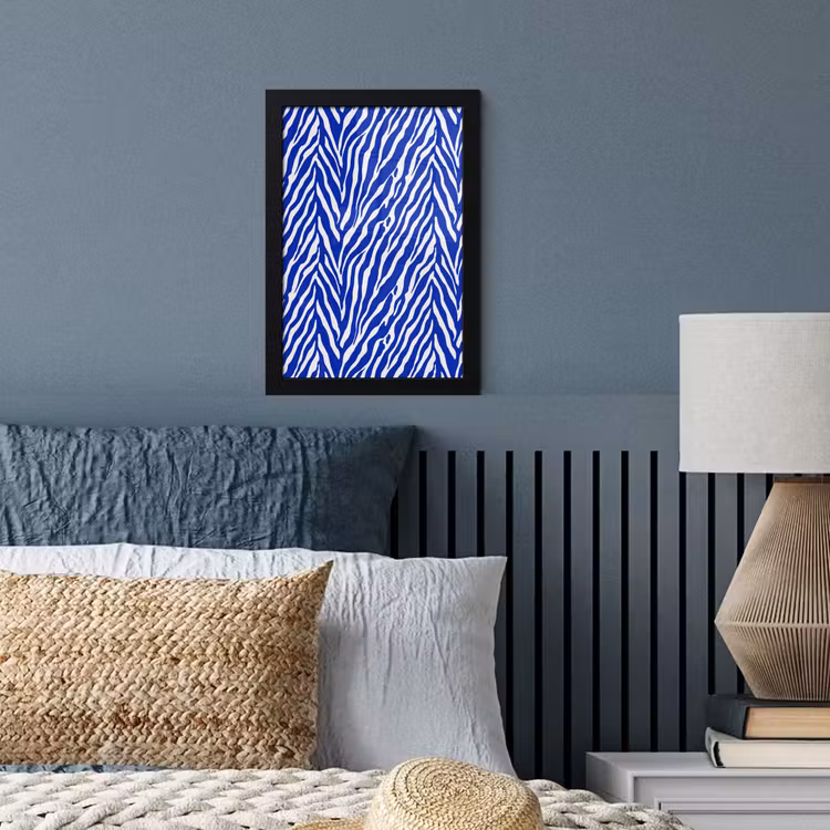 Poster met lijst - Zebra - Patroon - Kobalt - Blauw — 4