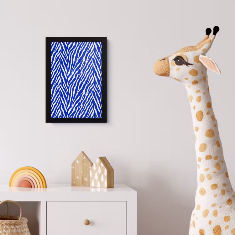 Poster met lijst - Zebra - Patroon - Kobalt - Blauw — 5