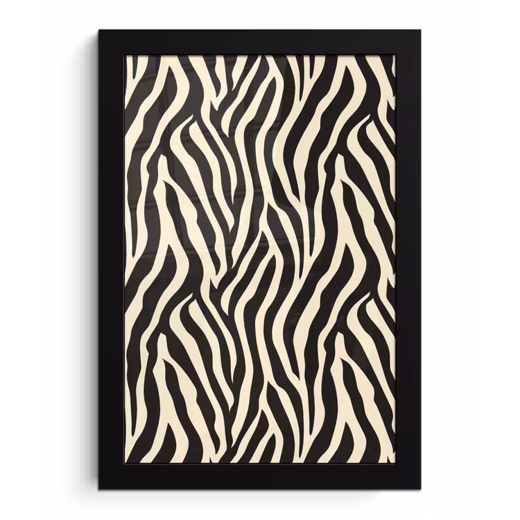 Poster met lijst - Zebra - Print - Klassiek - Zwart — 1