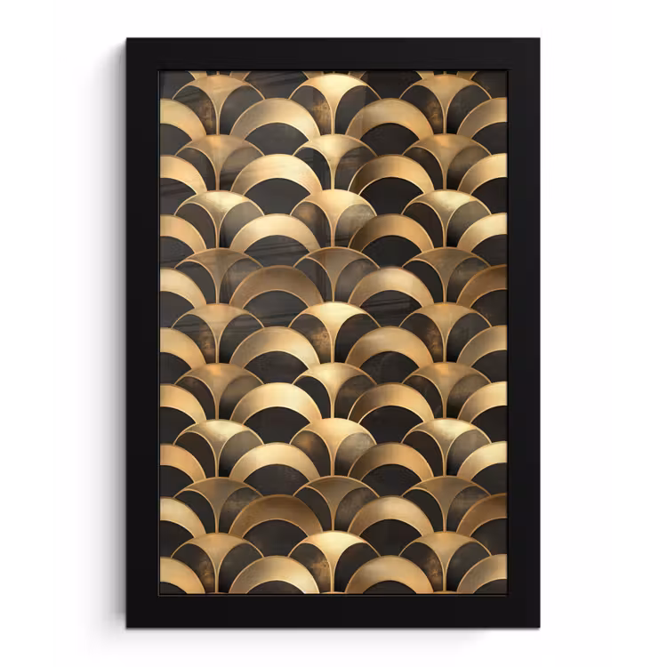 Poster met lijst - Schubben - Structuur - Goud — 1