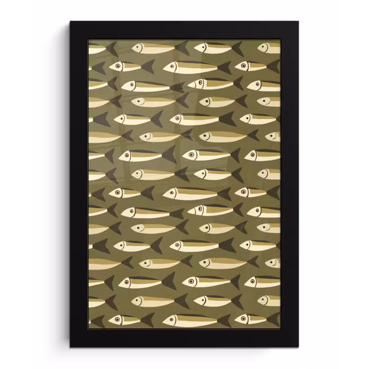 Poster met lijst - Vis - Patroon - Groen — 1