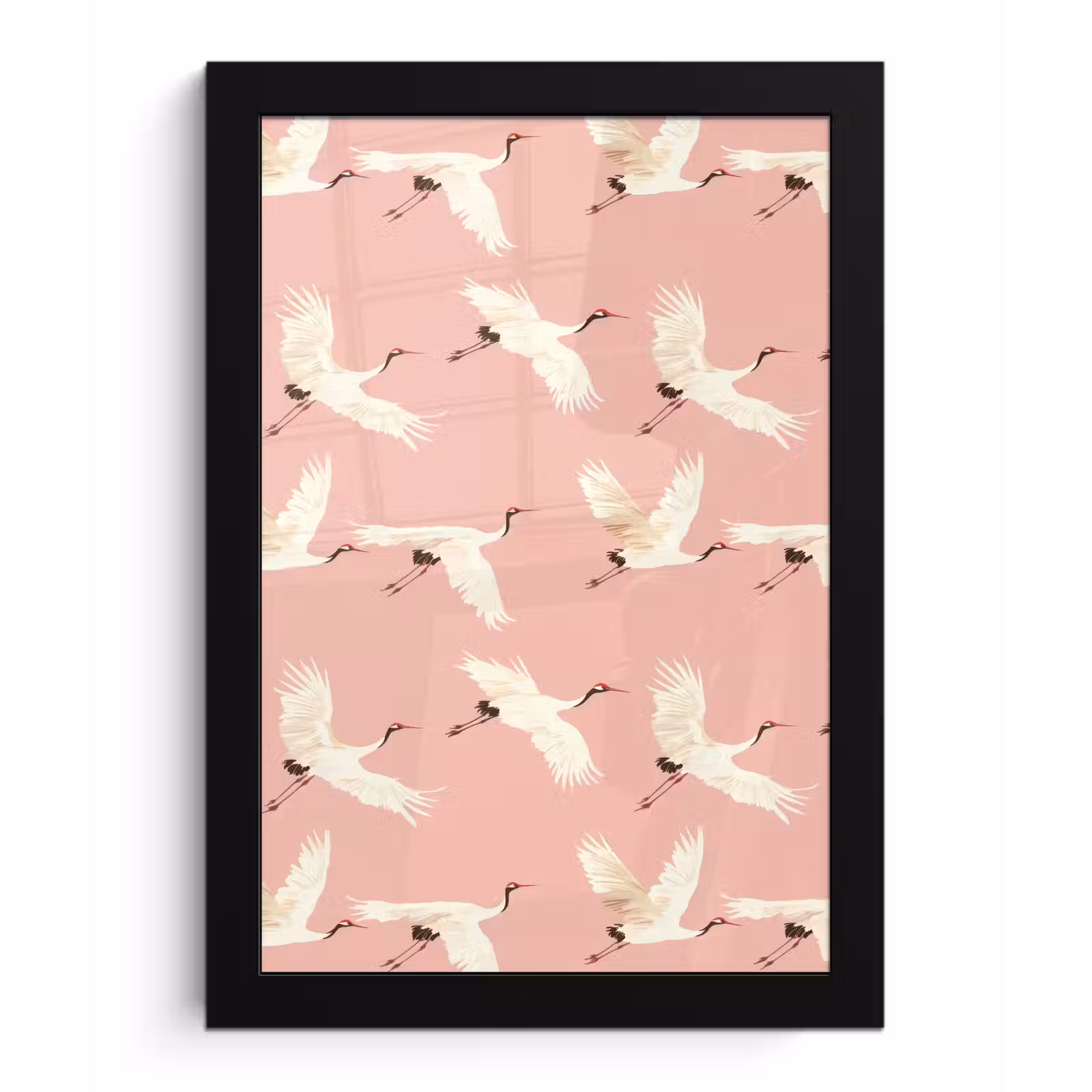 Poster met lijst - Modern - Kraanvogels - Roze — 1