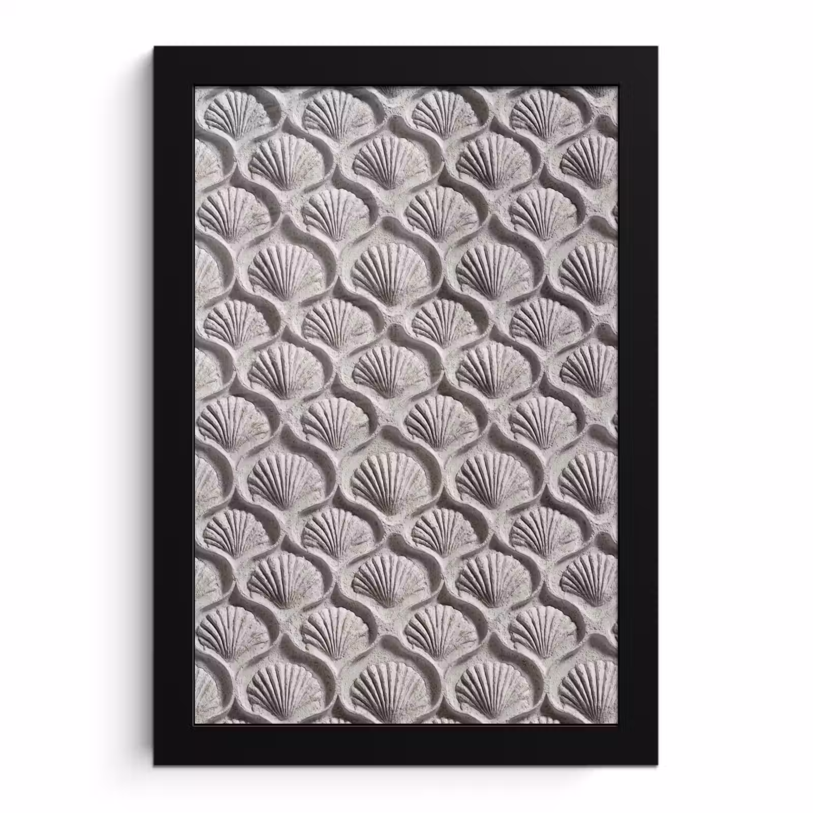 Poster met lijst - Zand - Schelpenvorm - Grijs — 1
