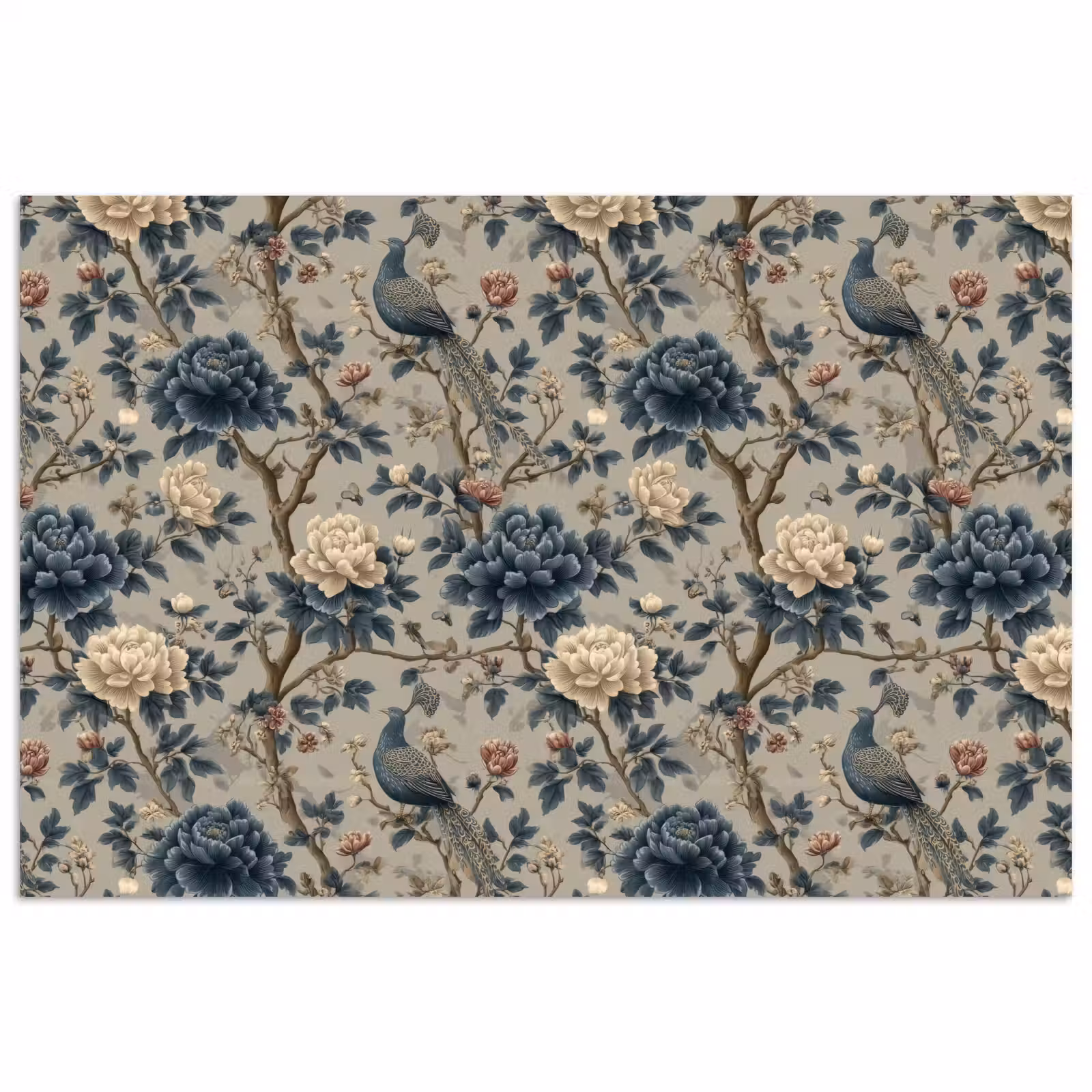 Poster - Pauw - Bloemen - Blauw — 1