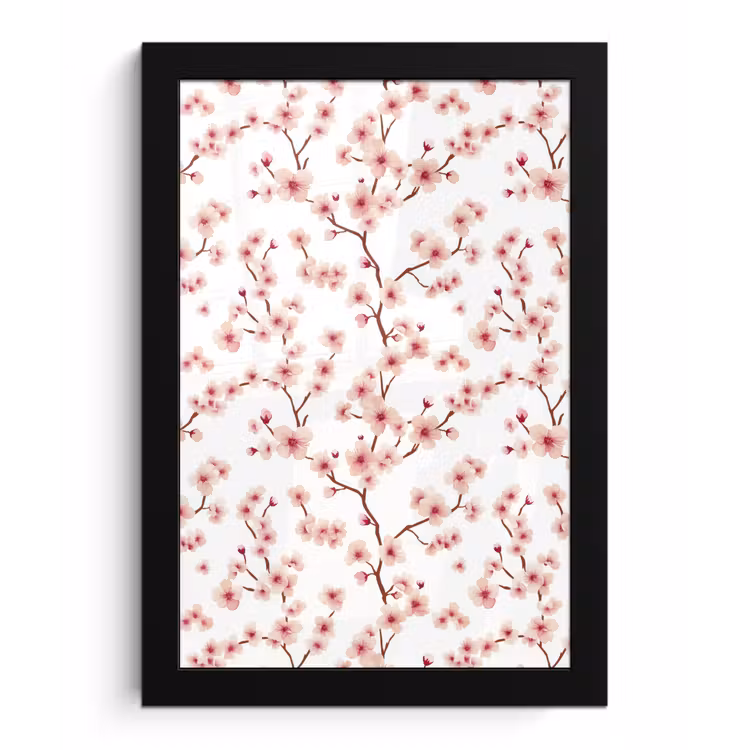 Poster met lijst - Kersenbloesem - Takken - Roze — 1