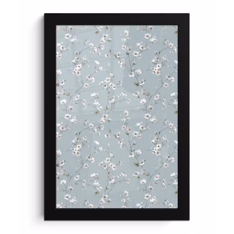 Poster met lijst - Klassiek - Bloemen - Blauw — 1