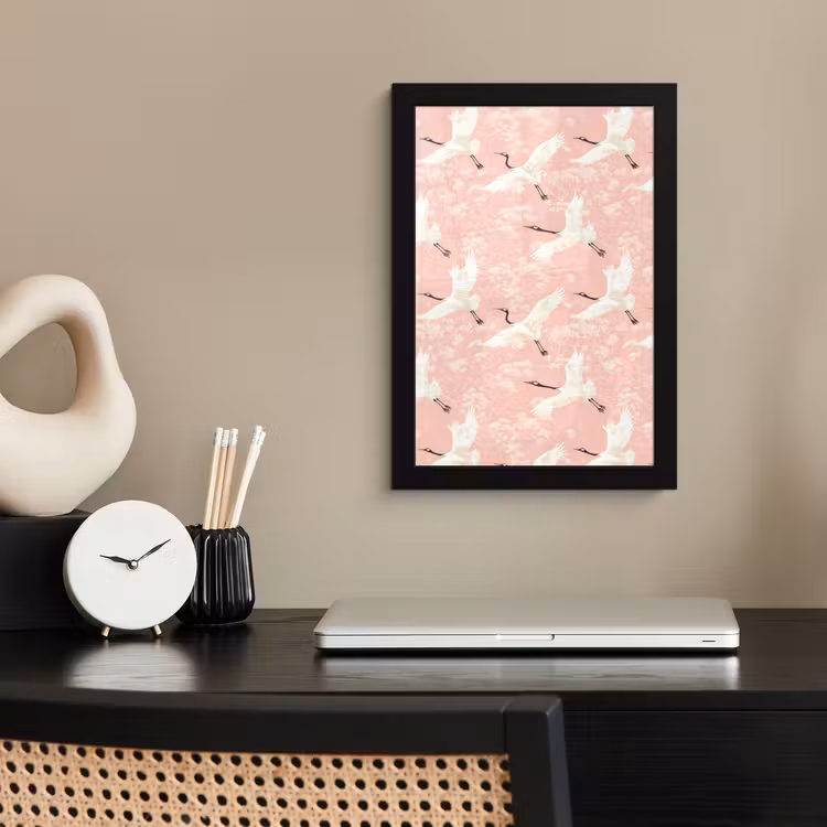 Poster met lijst - Kraanvogels - Bloesem - Roze — 3