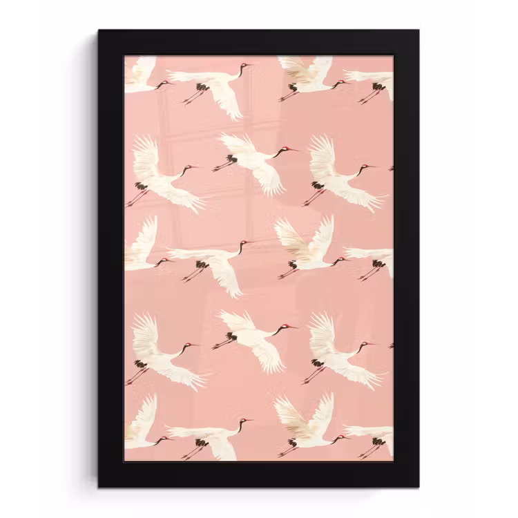 Poster met lijst - Modern - Kraanvogels - Roze — 1