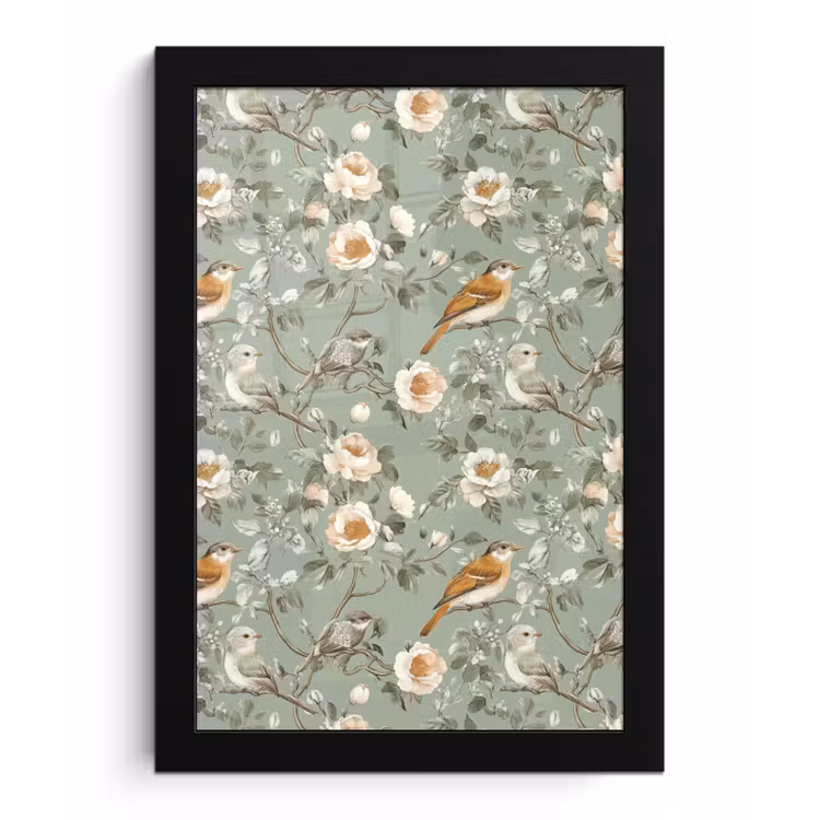 Poster met lijst - Roze - Vogels - Kleurrijk — 1