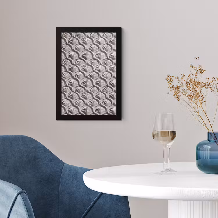 Poster met lijst - Zand - Schelpenvorm - Grijs — 2