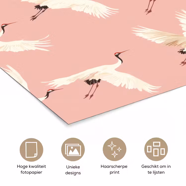 Poster - Modern - Kraanvogels - Roze — 5