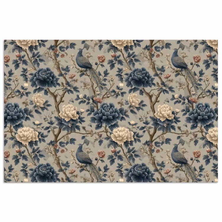Poster - Pauw - Bloemen - Blauw — 1