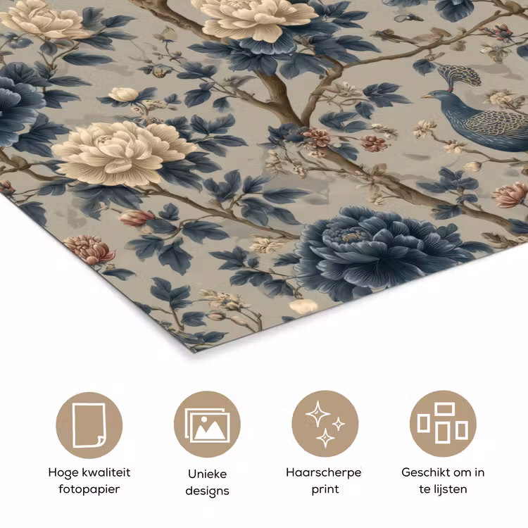 Poster - Pauw - Bloemen - Blauw — 5