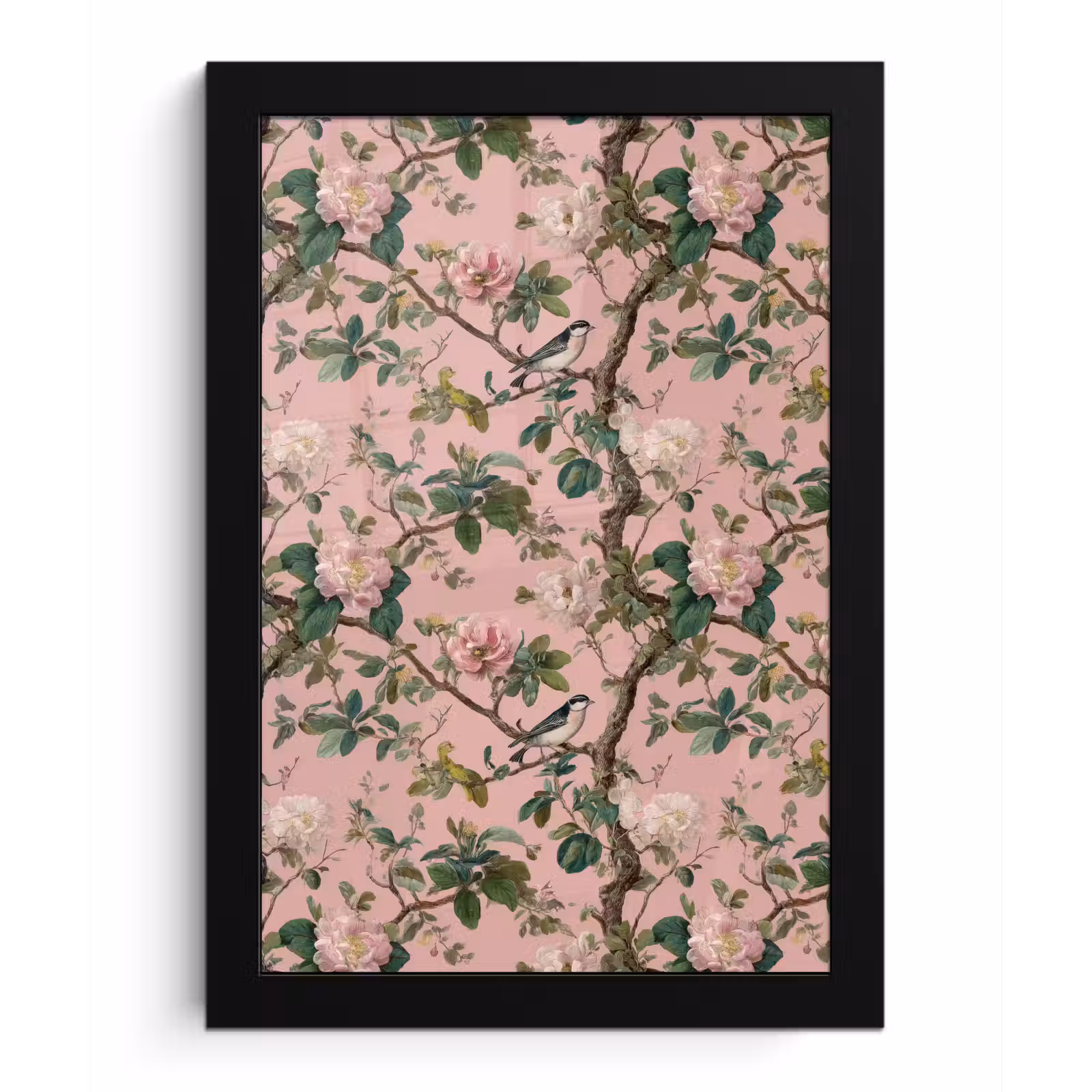 Poster met lijst - Pioenrozen - Botanisch - Vogel — 1