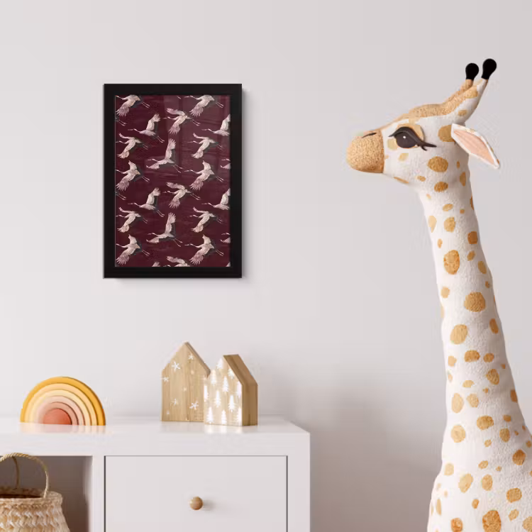 Poster met lijst - Kraanvogels - Klassiek - Bordeaux — 5