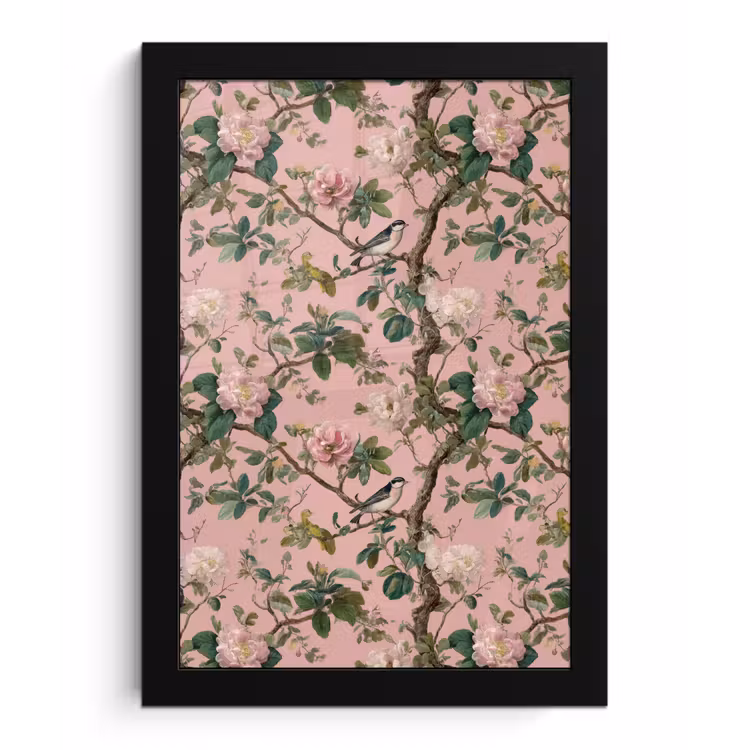 Poster met lijst - Pioenrozen - Botanisch - Vogel — 1