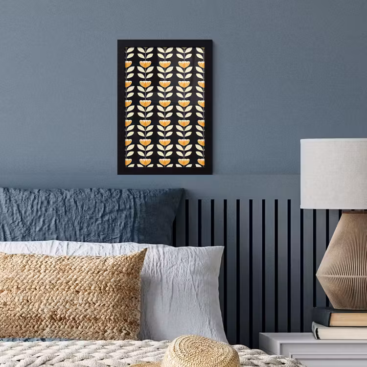 Poster met lijst - Retro - Bloem - Zwart - Okergeel — 4