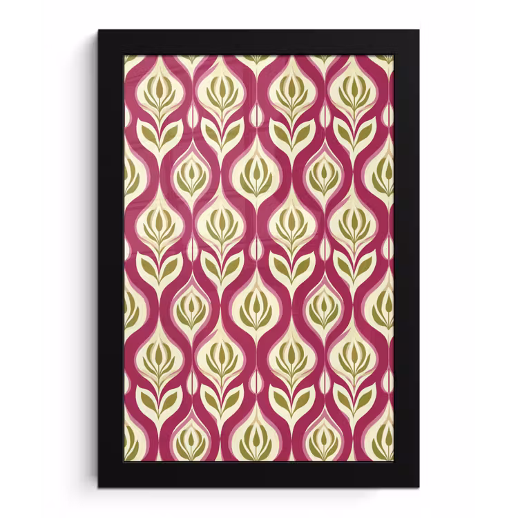 Poster met lijst - Retro - Floraal - Paars — 1