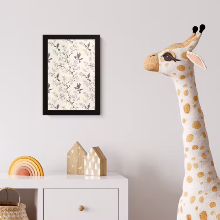 Poster met lijst - Takken - Vogels - Beige — 5