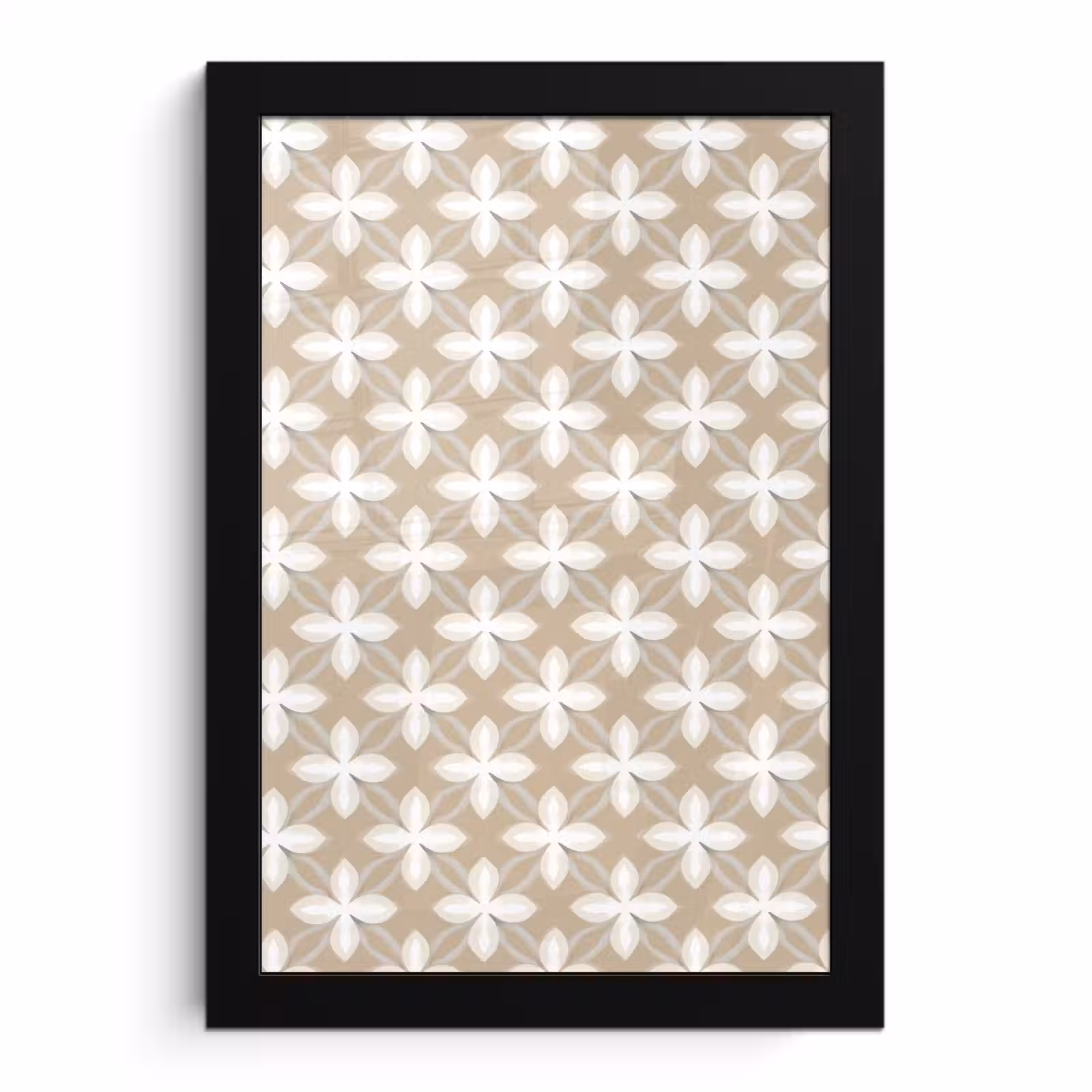 Poster met lijst - Patroon - Symmetrisch - Beige — 1
