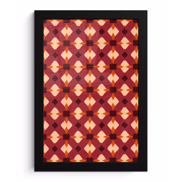 Poster met lijst - Retro - Patroon - Kleurrijk — 1