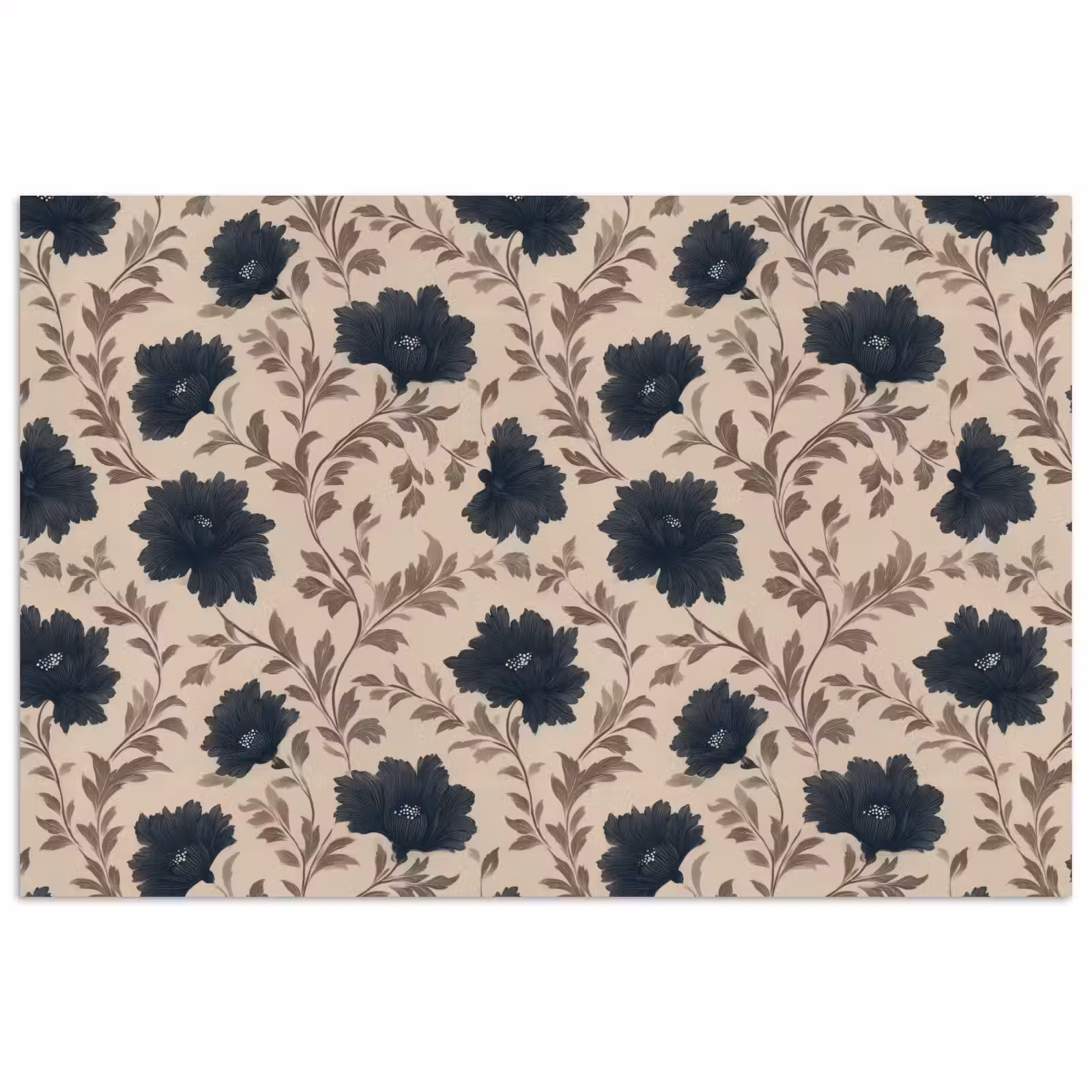 Poster - Motief - Bloemen - Zwart - Beige — 1