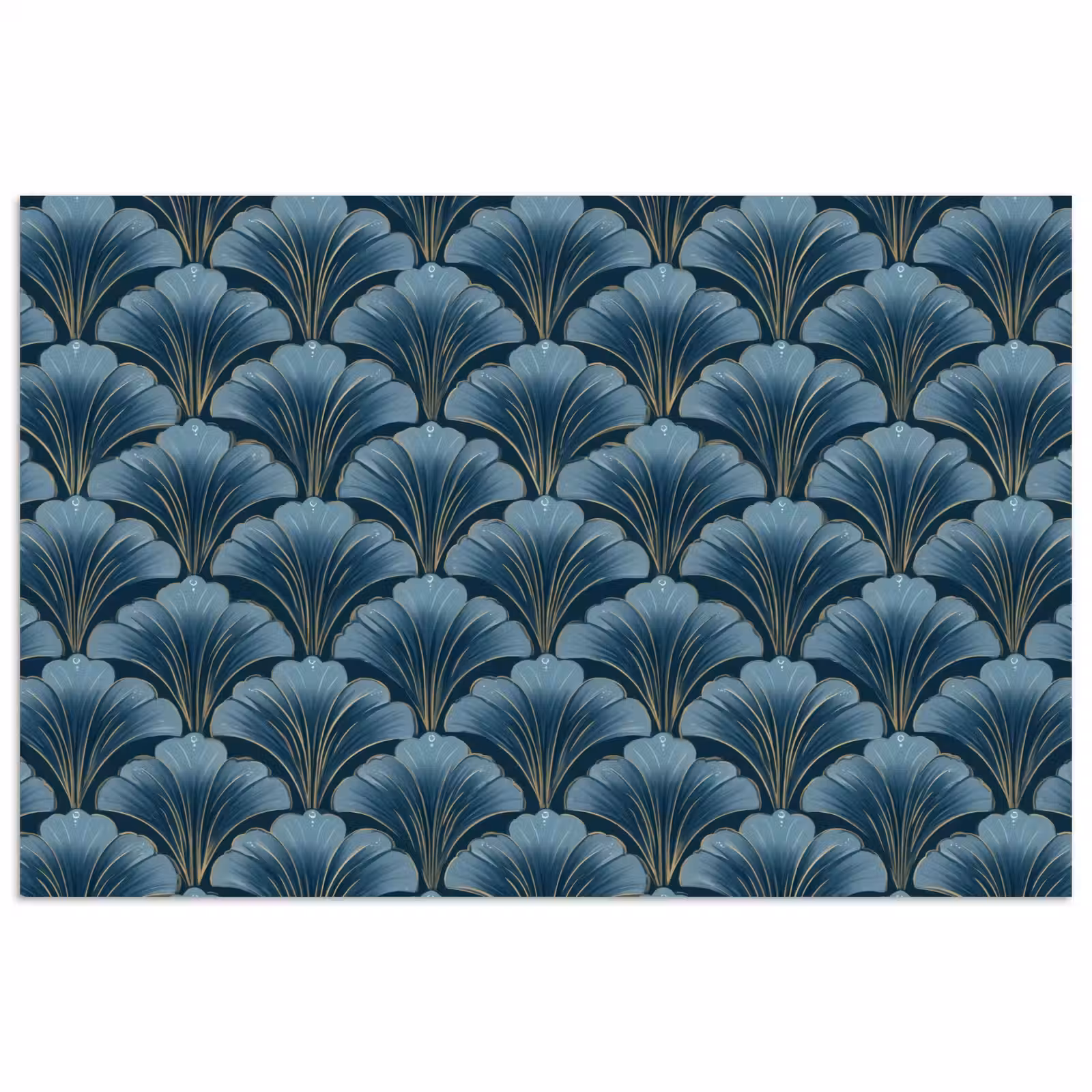 Poster - Patroon - Ginkgoblad - Blauw — 1