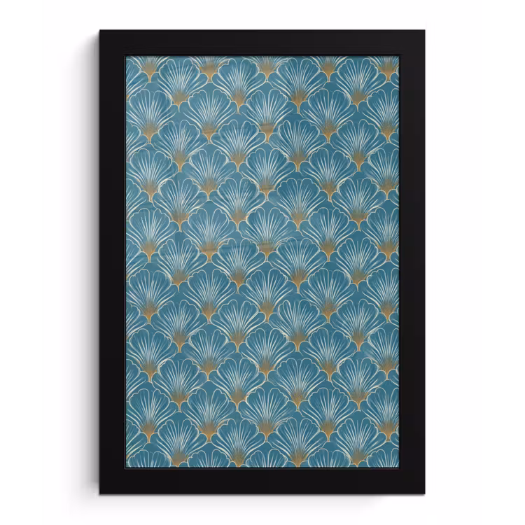 Poster met lijst - Symmetrisch - Patroon - Blauw — 1